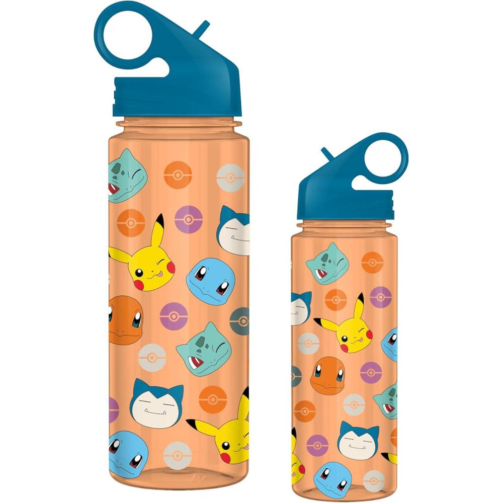 image:imageSilver Buffalo Pokemon Featuring Pikachu Bulbasaur Charmander Squirtle and Snorlax Tritan Water Bottle with Flip Straw 20 OuncesPokemon