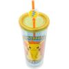 Silver Buffalo Pokemon 025 Pikachu Plastic Cold Cup with Lid and Straw Topper, 24 Ounces