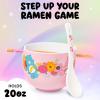 Silver Buffalo Pokemon Cute Fruit Doodles Featuring Pikachu Ceramic Ramen Noodle Rice Bowl with Chopsticks and Spoon, Microwave Safe, 20 Ounces(Care Bears Spring Floral Spoon)