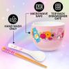 Silver Buffalo Pokemon Cute Fruit Doodles Featuring Pikachu Ceramic Ramen Noodle Rice Bowl with Chopsticks and Spoon, Microwave Safe, 20 Ounces(Care Bears Spring Floral Spoon)