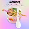 Silver Buffalo Pokemon Cute Fruit Doodles Featuring Pikachu Ceramic Ramen Noodle Rice Bowl with Chopsticks and Spoon, Microwave Safe, 20 Ounces(Care Bears Spring Floral Spoon)