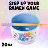 Silver Buffalo Pokemon Cute Fruit Doodles Featuring Pikachu Ceramic Ramen Noodle Rice Bowl with Chopsticks and Spoon, Microwave Safe, 20 Ounces(Care Bears Ramen and Sushi)