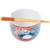 Silver Buffalo Pokemon Cute Fruit Doodles Featuring Pikachu Ceramic Ramen Noodle Rice Bowl with Chopsticks and Spoon, Microwave Safe, 20 Ounces(Kung Fu Panda Po Holding Noodles)