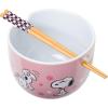 Silver Buffalo Pokemon Cute Fruit Doodles Featuring Pikachu Ceramic Ramen Noodle Rice Bowl with Chopsticks and Spoon, Microwave Safe, 20 Ounces(Peanuts Snoopy)