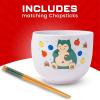 Silver Buffalo Pokemon Cute Fruit Doodles Featuring Pikachu Ceramic Ramen Noodle Rice Bowl with Chopsticks and Spoon, Microwave Safe, 20 Ounces(Pokemon Snorlax)