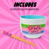Silver Buffalo Pokemon Cute Fruit Doodles Featuring Pikachu Ceramic Ramen Noodle Rice Bowl with Chopsticks and Spoon, Microwave Safe, 20 Ounces(Powerpuff Girls Girl Power)