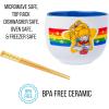 Silver Buffalo Pokemon Cute Fruit Doodles Featuring Pikachu Ceramic Ramen Noodle Rice Bowl with Chopsticks and Spoon, Microwave Safe, 20 Ounces(Rainbow Brite)