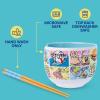 Silver Buffalo Pokemon Cute Fruit Doodles Featuring Pikachu Ceramic Ramen Noodle Rice Bowl with Chopsticks and Spoon, Microwave Safe, 20 Ounces(Spongebob Squarepants Comics Panel)