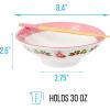 Silver Buffalo Pokemon Cute Fruit Doodles Featuring Pikachu Ceramic Ramen Noodle Rice Bowl with Chopsticks and Spoon, Microwave Safe, 20 Ounces(Strawberry Shortcake Vines (Big))