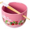 Silver Buffalo Pokemon Cute Fruit Doodles Featuring Pikachu Ceramic Ramen Noodle Rice Bowl with Chopsticks and Spoon, Microwave Safe, 20 Ounces(Strawberry Shortcake Life is Delicious)
