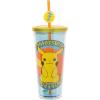 Silver Buffalo Pokemon 025 Pikachu Plastic Cold Cup with Lid and Straw Topper, 24 Ounces