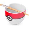 Silver Buffalo Pokemon Cute Fruit Doodles Featuring Pikachu Ceramic Ramen Noodle Rice Bowl with Chopsticks and Spoon, Microwave Safe, 20 Ounces(Pokemon Pokeball)