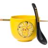 Silver Buffalo Pokemon Cute Fruit Doodles Featuring Pikachu Ceramic Ramen Noodle Rice Bowl with Chopsticks and Spoon, Microwave Safe, 20 Ounces(Pokemon Pikachu Spoon Set)