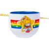 Silver Buffalo Pokemon Cute Fruit Doodles Featuring Pikachu Ceramic Ramen Noodle Rice Bowl with Chopsticks and Spoon, Microwave Safe, 20 Ounces(Rainbow Brite)