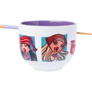 Silver Buffalo Pokemon Cute Fruit Doodles Featuring Pikachu Ceramic Ramen Noodle Rice Bowl with Chopsticks and Spoon, Microwave Safe, 20 Ounces(Bratz)