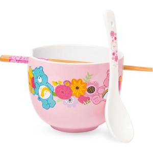 Silver Buffalo Pokemon Cute Fruit Doodles Featuring Pikachu Ceramic Ramen Noodle Rice Bowl with Chopsticks and Spoon, Microwave Safe, 20 Ounces(Care Bears Spring Floral Spoon)