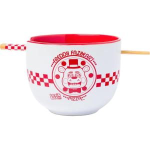 Silver Buffalo Pokemon Cute Fruit Doodles Featuring Pikachu Ceramic Ramen Noodle Rice Bowl with Chopsticks and Spoon, Microwave Safe, 20 Ounces(Five Night at Freddy’s Fazbear Pizza)