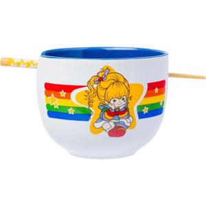 Silver Buffalo Pokemon Cute Fruit Doodles Featuring Pikachu Ceramic Ramen Noodle Rice Bowl with Chopsticks and Spoon, Microwave Safe, 20 Ounces(Rainbow Brite)