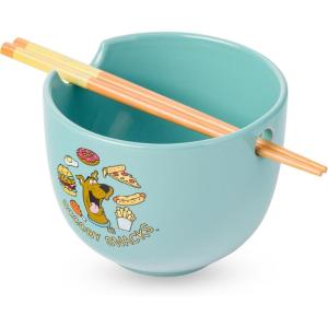 Silver Buffalo Pokemon Cute Fruit Doodles Featuring Pikachu Ceramic Ramen Noodle Rice Bowl with Chopsticks and Spoon, Microwave Safe, 20 Ounces(Scooby Doo Scooby Snacks)