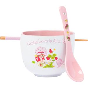 Silver Buffalo Pokemon Cute Fruit Doodles Featuring Pikachu Ceramic Ramen Noodle Rice Bowl with Chopsticks and Spoon, Microwave Safe, 20 Ounces(Strawberry Shortcake A Little Love Spoon)