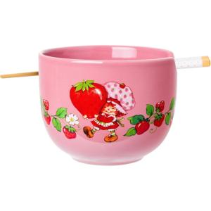 Silver Buffalo Pokemon Cute Fruit Doodles Featuring Pikachu Ceramic Ramen Noodle Rice Bowl with Chopsticks and Spoon, Microwave Safe, 20 Ounces(Strawberry Shortcake Life is Delicious)