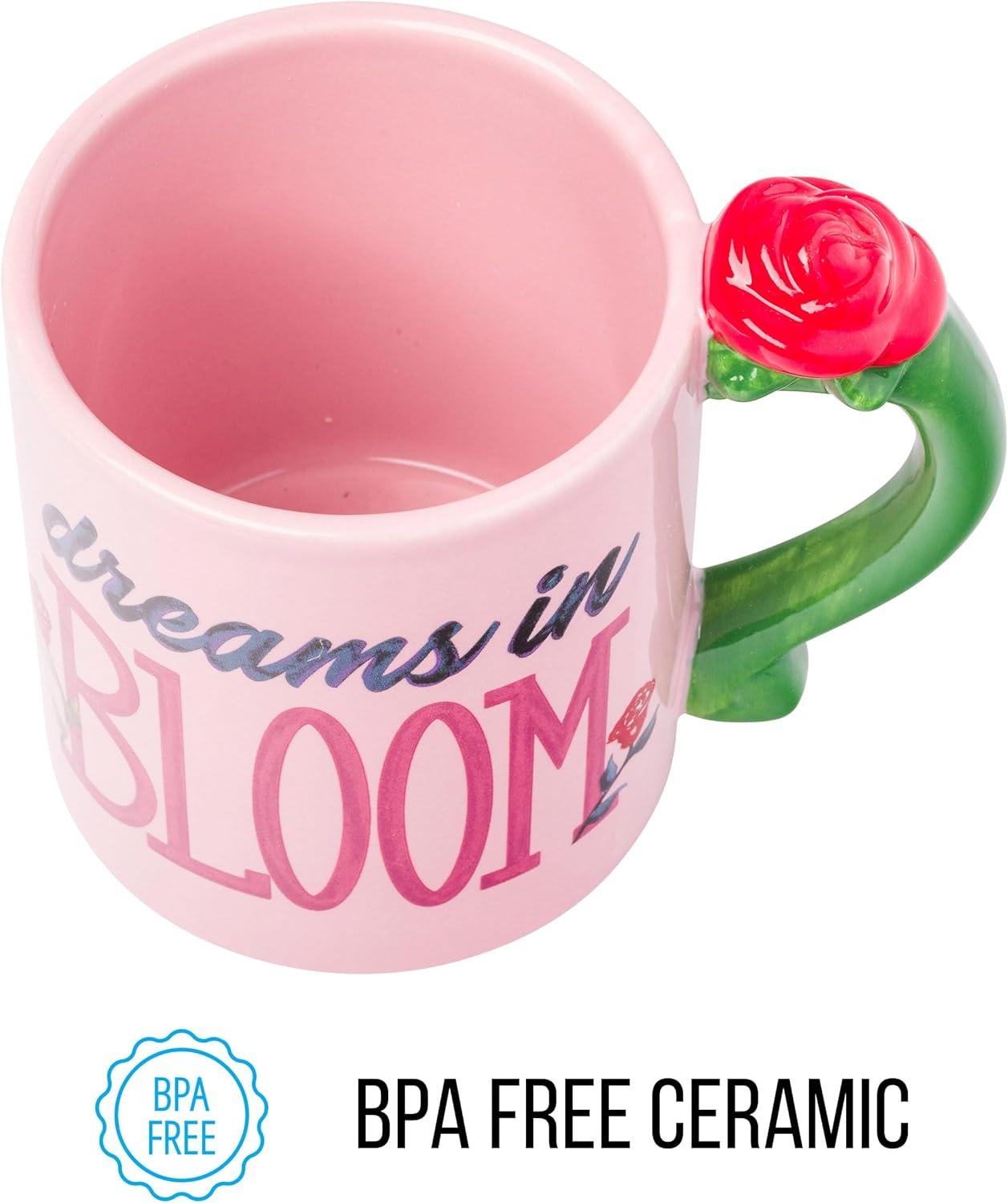 image:imageSilver Buffalo Disney Alice in Wonderland Icons Featuring Cheshire Cat and White Rabbit Ceramic Mug 25 OuncesBelle Dreams in Bloom 3D Sculpted Handle