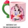 Silver Buffalo Disney Alice in Wonderland Icons Featuring Cheshire Cat and White Rabbit Ceramic Mug, 25 Ounces(Belle Dreams in Bloom 3D Sculpted Handle)
