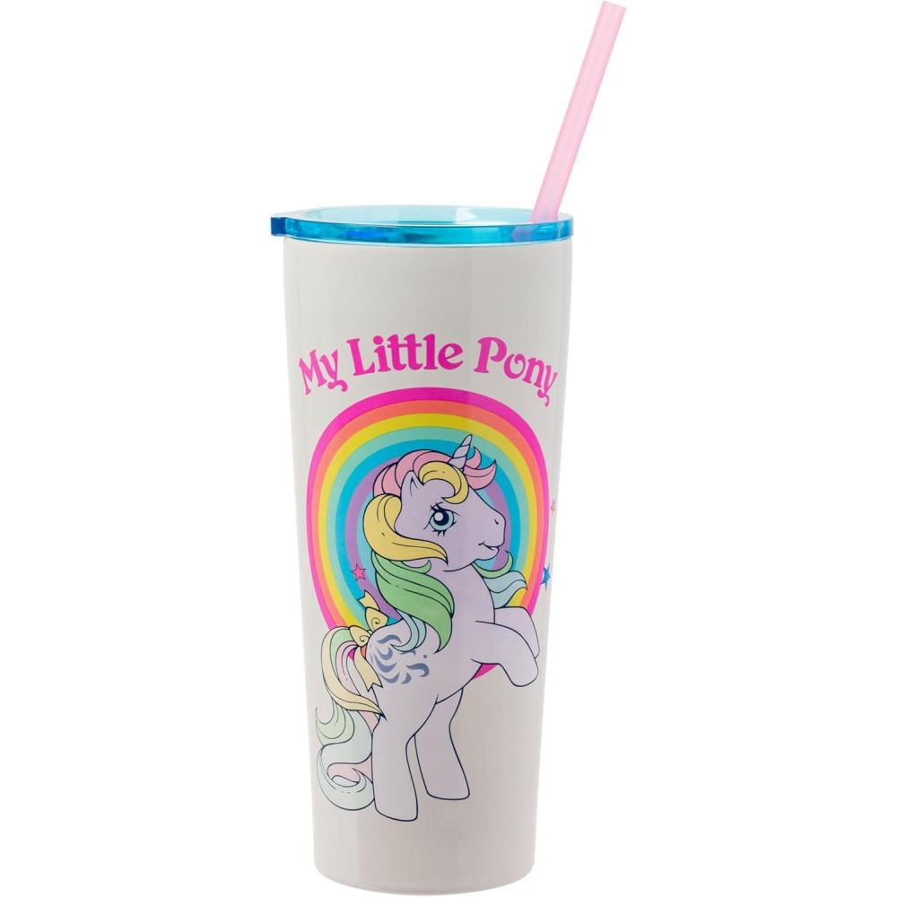 image:imageSilver Buffalo The Powerpuff Girls Featuring Bubbles Blossom Buttercup and The Talking Dog Double Walled Stainless Steel Tumbler with Straw 22 OuncesMy Little Pony