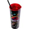 Silver Buffalo The Powerpuff Girls Featuring Bubbles, Blossom, Buttercup, and The Talking Dog Double Walled Stainless Steel Tumbler with Straw, 22 Ounces(Jurassic Park)