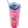 Silver Buffalo The Powerpuff Girls Featuring Bubbles, Blossom, Buttercup, and The Talking Dog Double Walled Stainless Steel Tumbler with Straw, 22 Ounces(The Powerpuff Girls)