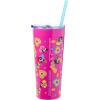 Silver Buffalo The Powerpuff Girls Featuring Bubbles, Blossom, Buttercup, and The Talking Dog Double Walled Stainless Steel Tumbler with Straw, 22 Ounces(The Powerpuff Girls)