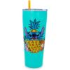 Silver Buffalo The Powerpuff Girls Featuring Bubbles, Blossom, Buttercup, and The Talking Dog Double Walled Stainless Steel Tumbler with Straw, 22 Ounces(Lilo and Stitch)