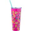Silver Buffalo The Powerpuff Girls Featuring Bubbles, Blossom, Buttercup, and The Talking Dog Double Walled Stainless Steel Tumbler with Straw, 22 Ounces(The Powerpuff Girls)