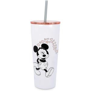 Silver Buffalo The Powerpuff Girls Featuring Bubbles, Blossom, Buttercup, and The Talking Dog Double Walled Stainless Steel Tumbler with Straw, 22 Ounces(Mickey and Minnie Love)
