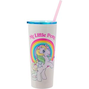 Silver Buffalo The Powerpuff Girls Featuring Bubbles, Blossom, Buttercup, and The Talking Dog Double Walled Stainless Steel Tumbler with Straw, 22 Ounces(My Little Pony)