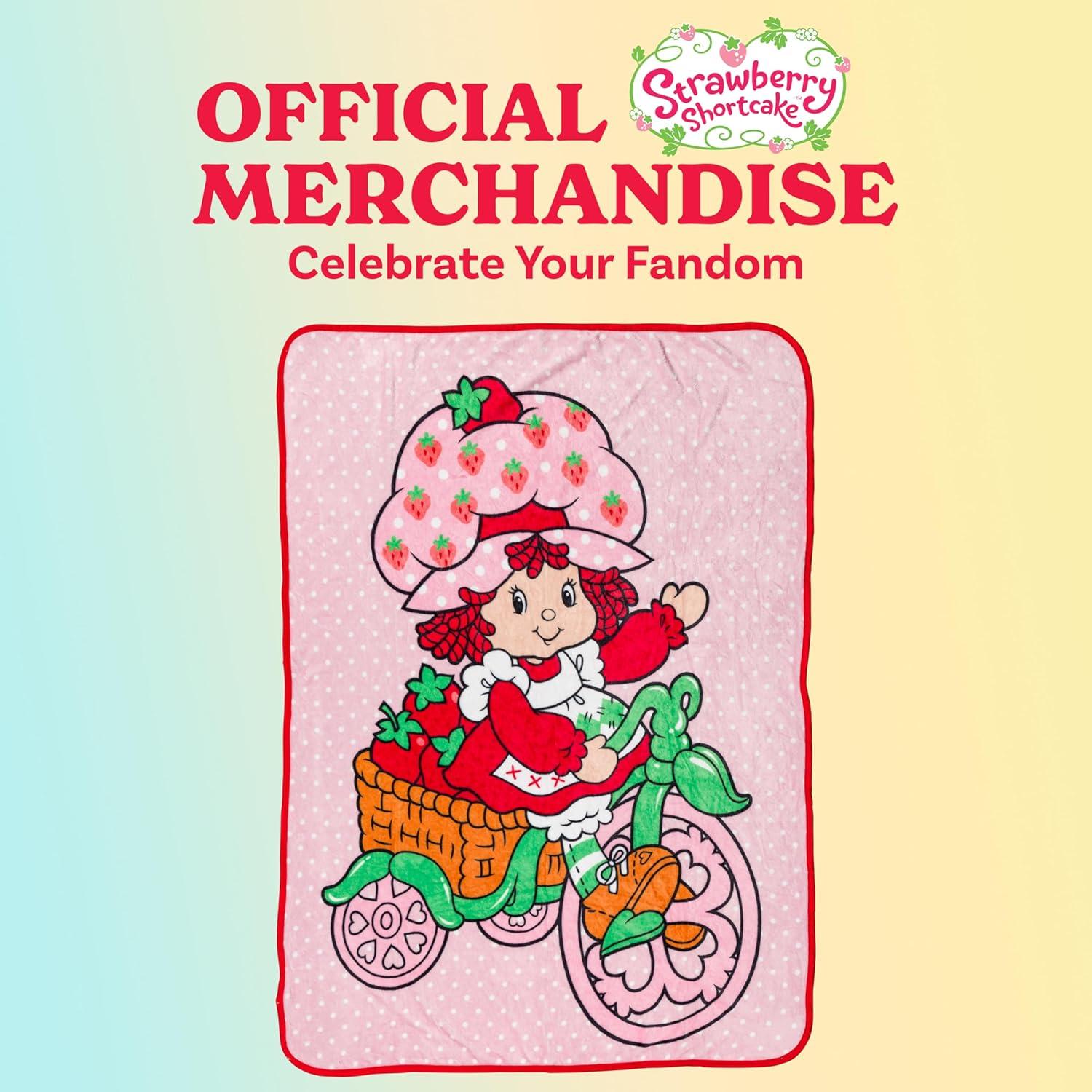 image:imageSilver Buffalo Peanuts Snoopy amp Woodstock 45 x 60 Inch Fleece Throw BlanketStrawberry Shortcake on Bike