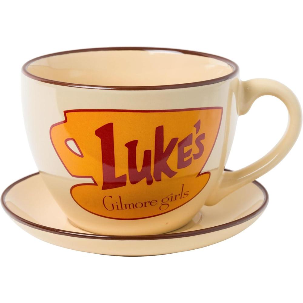 image:imageSilver Buffalo Peanuts Snoopys Bakery and Cafe Cookie Pattern Oversized Ceramic Teacup and Saucer Set 22 OuncesMulticolor