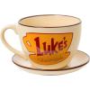 Silver Buffalo Peanuts Snoopy’s Bakery and Cafe Cookie Pattern Oversized Ceramic Teacup and Saucer Set, 22 Ounces(Multicolor)