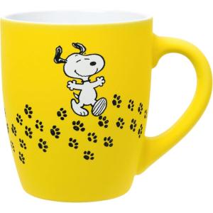 Silver Buffalo Peanuts Snoopy Paw Print Trail Soft to Touch Jumbo Ceramic Mug, 25 Ounces(Yellow/Black)