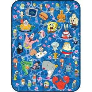 Silver Buffalo Peanuts Snoopy & Woodstock 45 x 60 Inch Fleece Throw Blanket(Spongebob Squarepants: Bikini Bottom Characters)