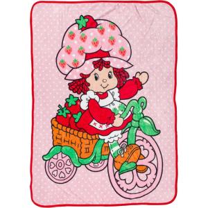 Silver Buffalo Peanuts Snoopy & Woodstock 45 x 60 Inch Fleece Throw Blanket(Strawberry Shortcake on Bike)