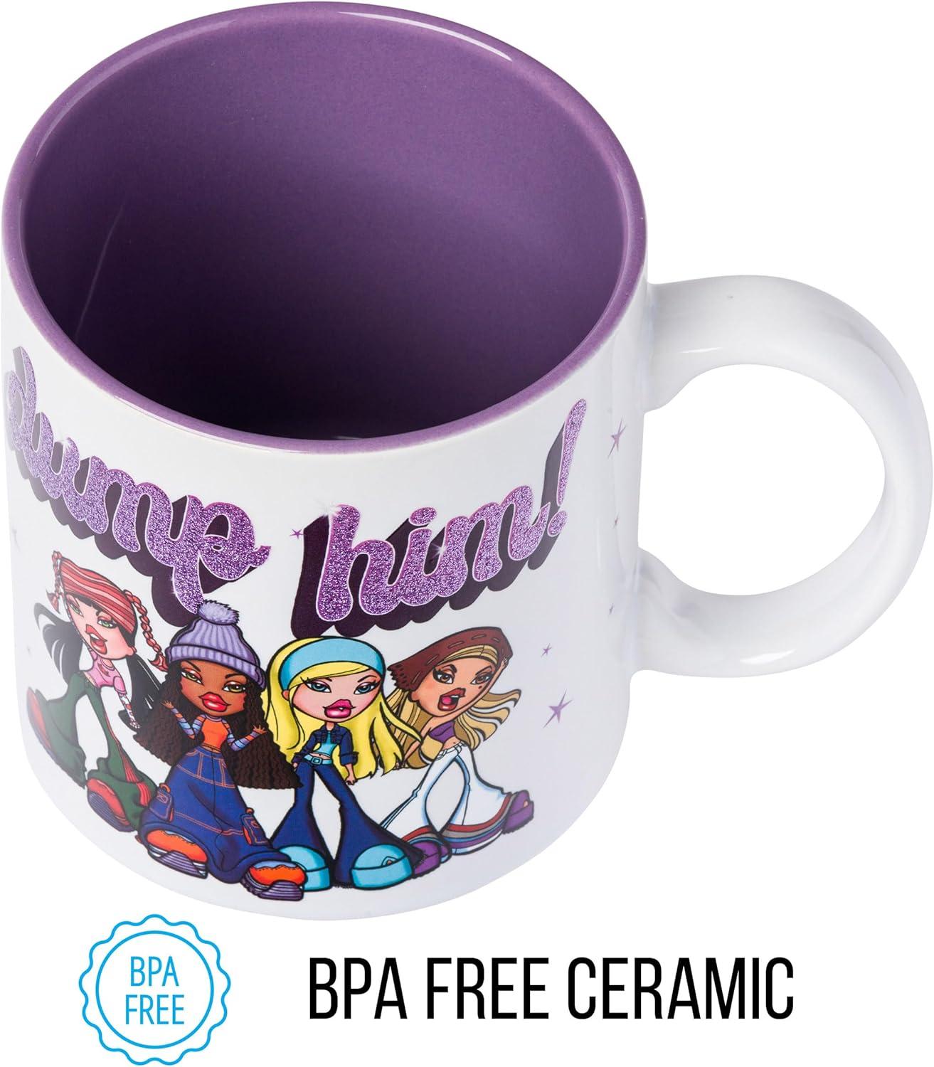 image:imageSilver Buffalo Bratz Dump Him Glitter Ceramic Mug Featuring Cloe Jade Sasha and Yasmin 20 Ounces